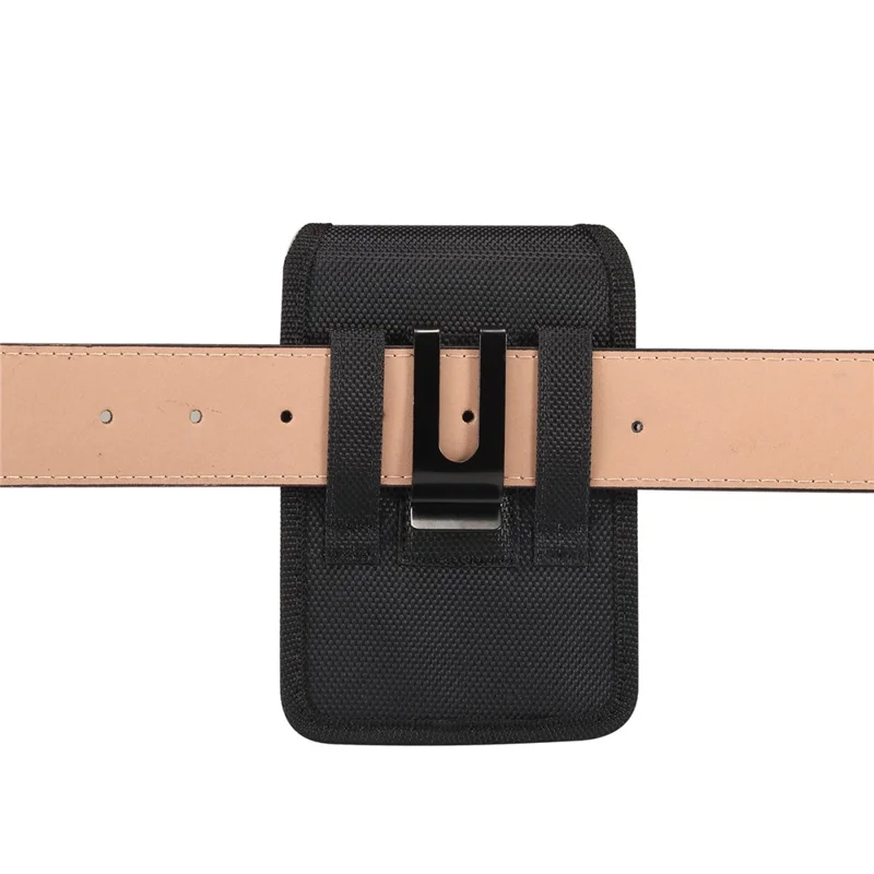 Magnetic Oxford Fabric Foldable Phone Holster Universal Belt Clip Pouch with Card Slots - Black