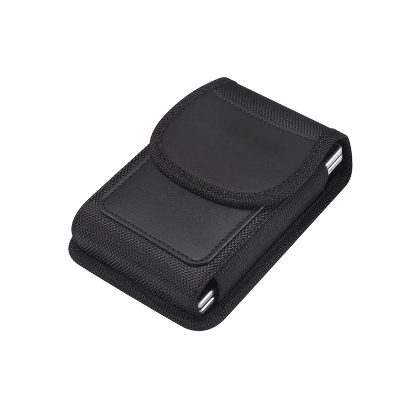 Magnetic Oxford Fabric Foldable Phone Holster Universal Belt Clip Pouch with Card Slots - Black