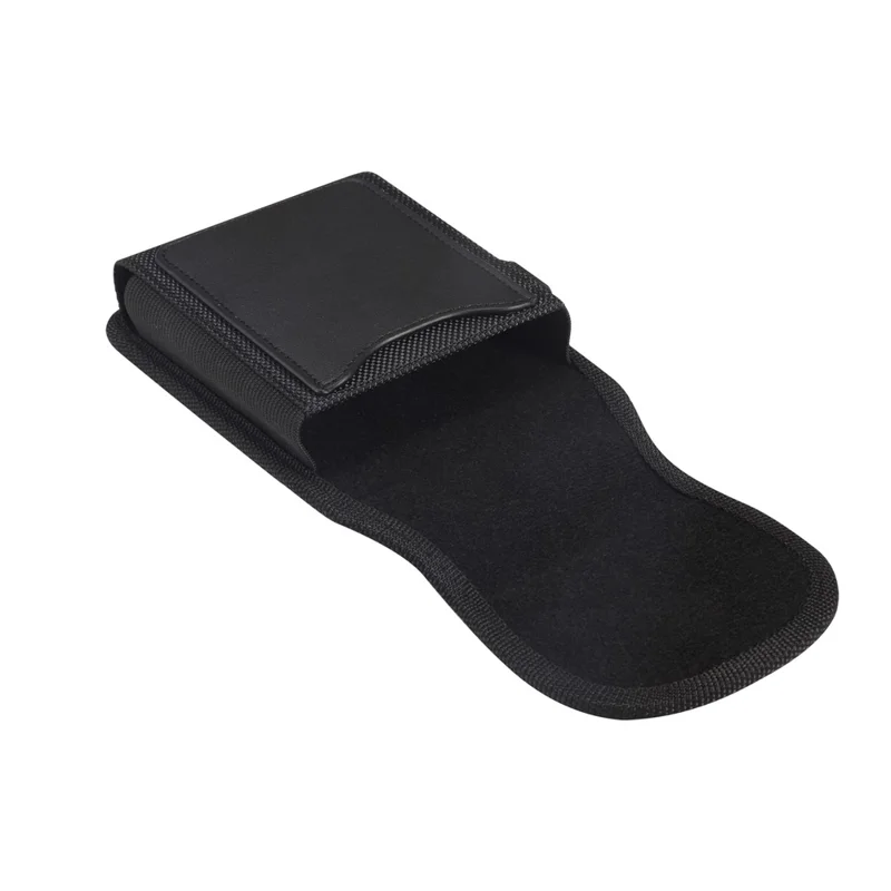 Magnetic Oxford Fabric Foldable Phone Holster Universal Belt Clip Pouch with Card Slots - Black