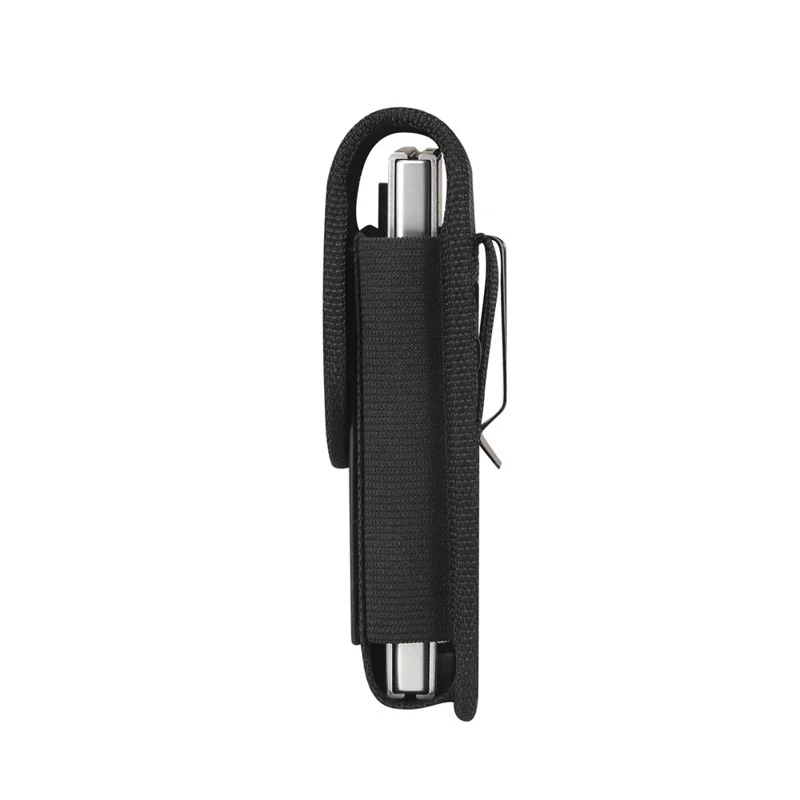 Magnetic Oxford Fabric Foldable Phone Holster Universal Belt Clip Pouch with Card Slots - Black