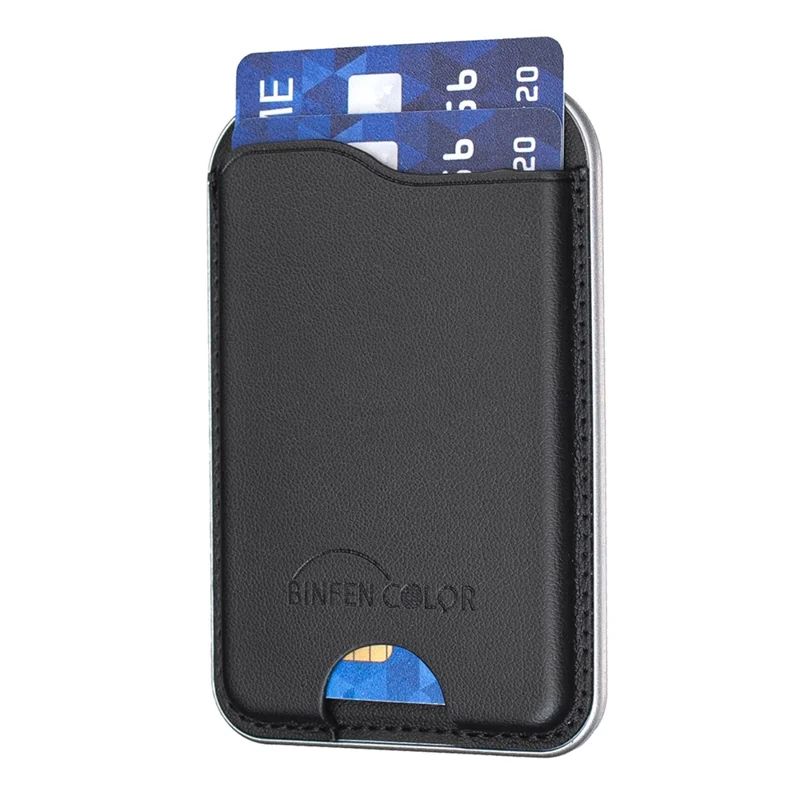 BINFEN COLOR BFK48 Magnetischer Kartenhalter, schlankes Ledertelefonetui für iPhone 12 - 17 Serie - Schwarz