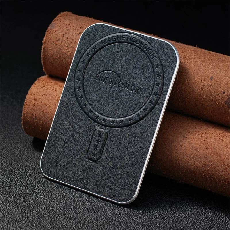 BINFEN COLOR BFK48 Magnetischer Kartenhalter, schlankes Ledertelefonetui für iPhone 12 - 17 Serie - Schwarz