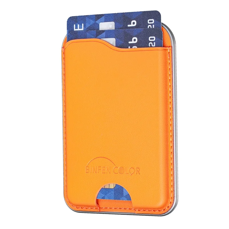 BINFEN COLOR BFK48 Magnetic Card Holder Slim Leather Phone Wallet for iPhone 12 - 17 Series - Yellow