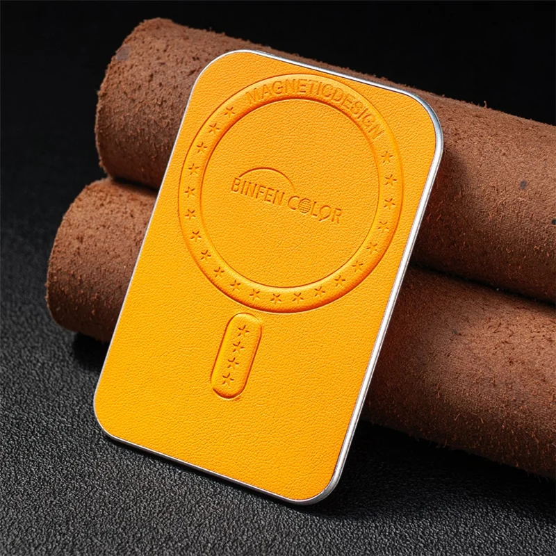 BINFEN COLOR BFK48 Magnetic Card Holder Slim Leather Phone Wallet for iPhone 12 - 17 Series - Yellow