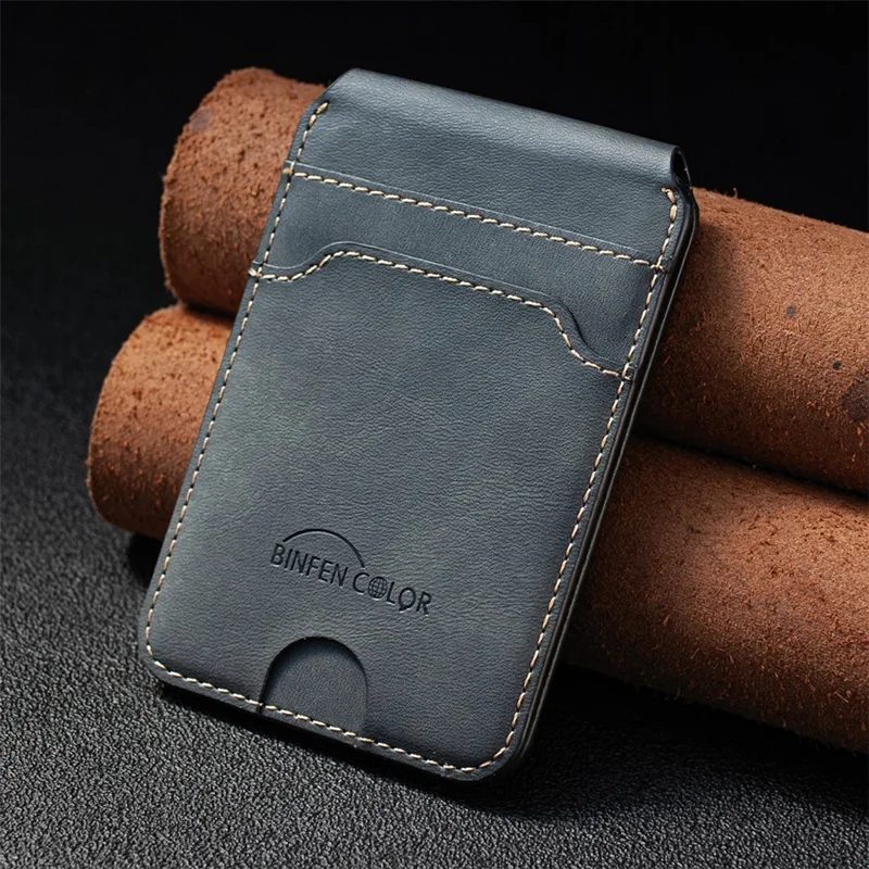 BINFEN COLOR BFK41 Magnetic Card Holder RFID Blocking Phone Wallet with Kickstand Function for iPhone 12 - 17 Series - Black