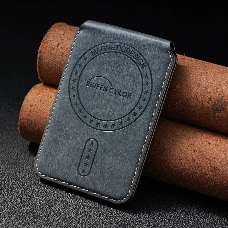 BINFEN COLOR BFK41 Magnetic Card Holder RFID Blocking Phone Wallet with Kickstand Function for iPhone 12 - 17 Series - Black