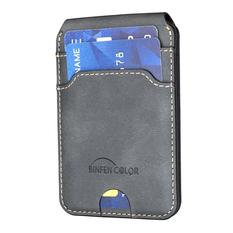 BINFEN COLOR BFK41 Magnetic Card Holder RFID Blocking Phone Wallet with Kickstand Function for iPhone 12 - 17 Series - Black