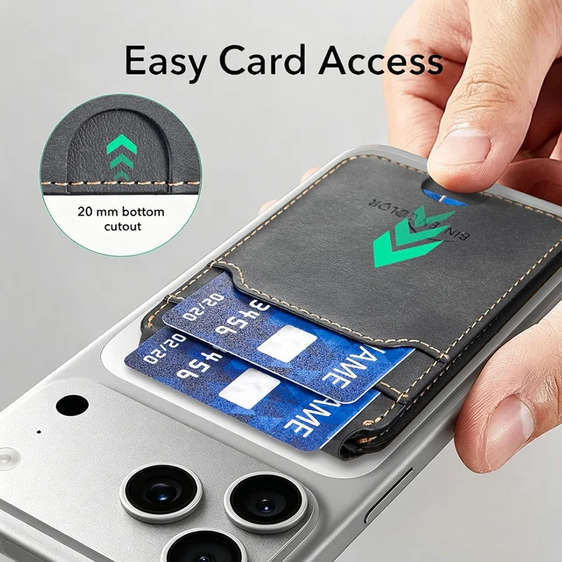 BINFEN COLOR BFK41 Magnetic Card Holder RFID Blocking Phone Wallet with Kickstand Function for iPhone 12 - 17 Series - Black