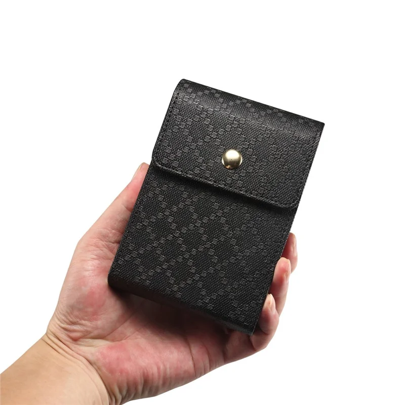 Grid Pattern PU Leather Phone Waist Bag Vertical Pouch Holster with Belt Clip - Black