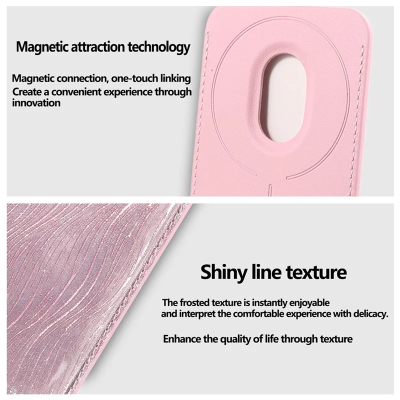 MC-W41 Магнитный карманный кошелек, ультратонкий, с удобным доступом большим пальцем, из искусственной кожи с текстурой водяных волн — розовый