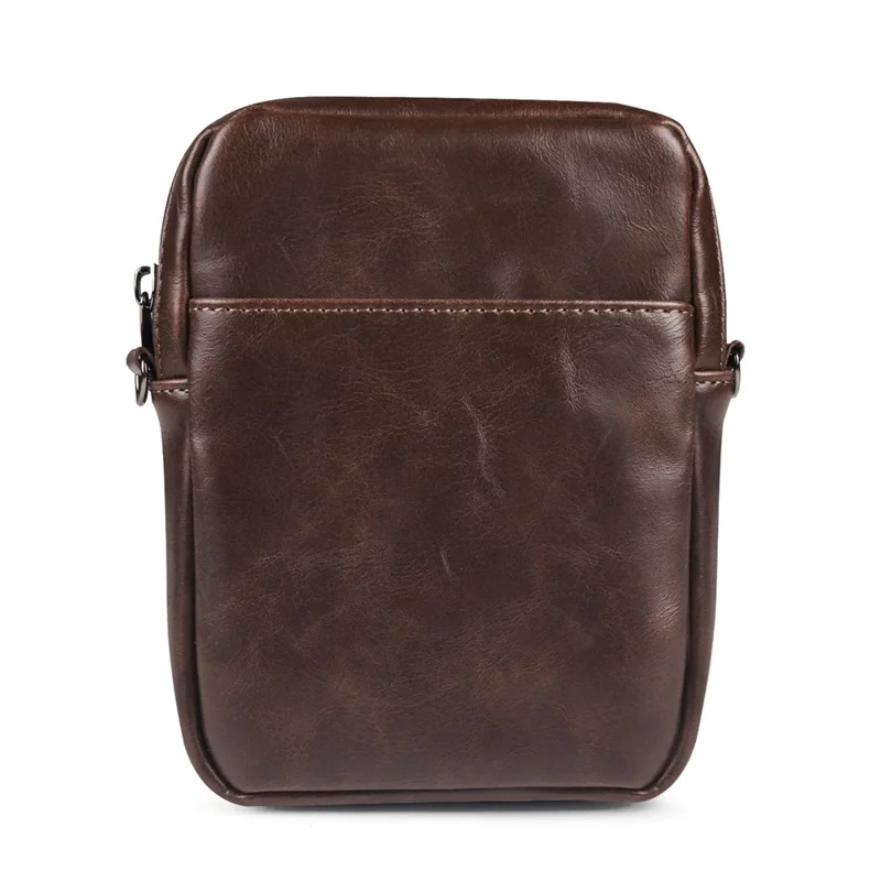 Crazy Horse Leather Foldable Waist Bag with Removable Shoulder Strap Folding Phone Phone Pouch - Coffee