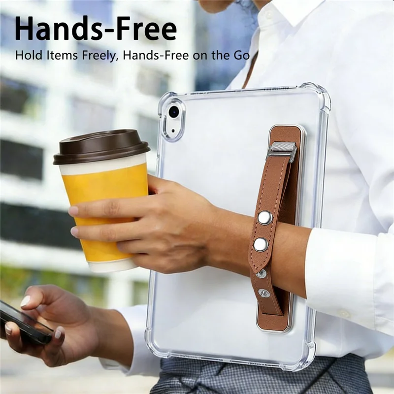 SP-06 Adjustable Wristband Strap Holder with Adhesive for Smartphone Tablet Hands-Free Mounting - Brown