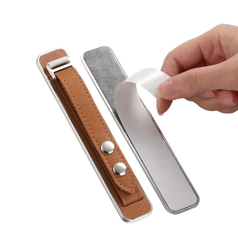 SP-06 Adjustable Wristband Strap Holder with Adhesive for Smartphone Tablet Hands-Free Mounting - Brown