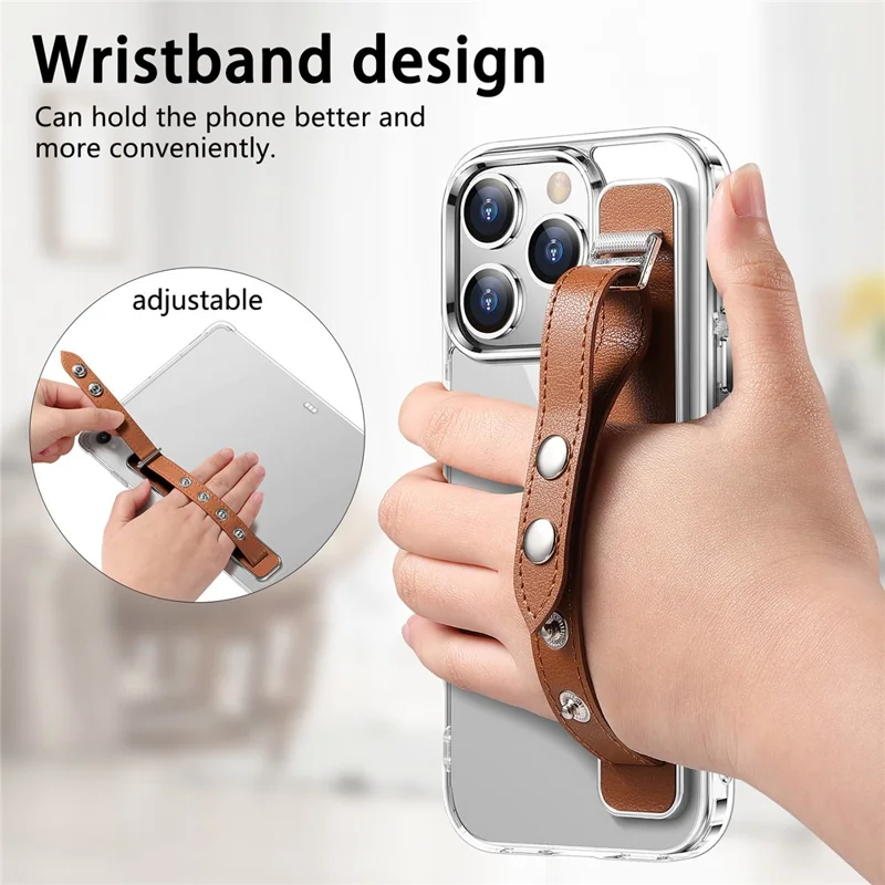 SP-06 Adjustable Wristband Strap Holder with Adhesive for Smartphone Tablet Hands-Free Mounting - Brown