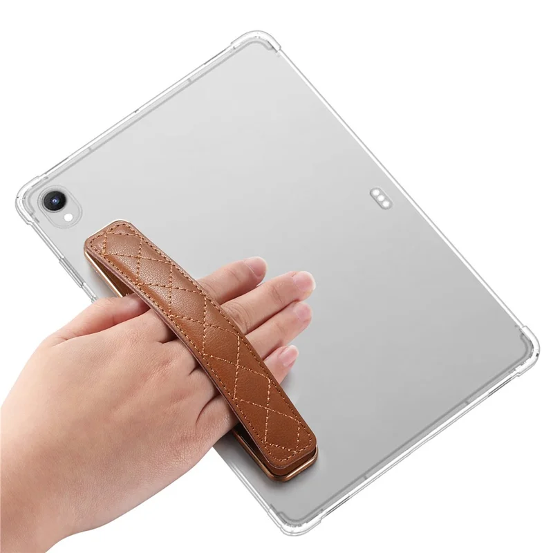SP-07 Leather Wristband Grip Strap Adhesive Phone Holder for Hands-Free Mobile Device Support - Brown