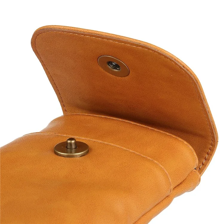 Vintage Cowhide Leather Waist Bag Cellphone Loop Holster Men Belt Bag Two Phones Zipper Pouch - Brown