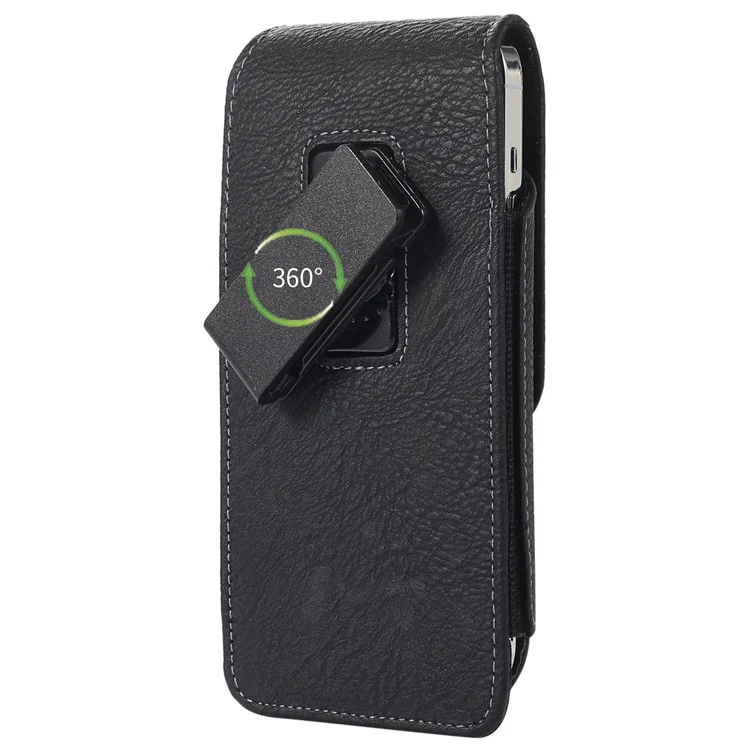 AH-8 6.0-7.0inch Cell Phone PU Leather Waist Bag Card Holder Holster with Rotating Back Clip