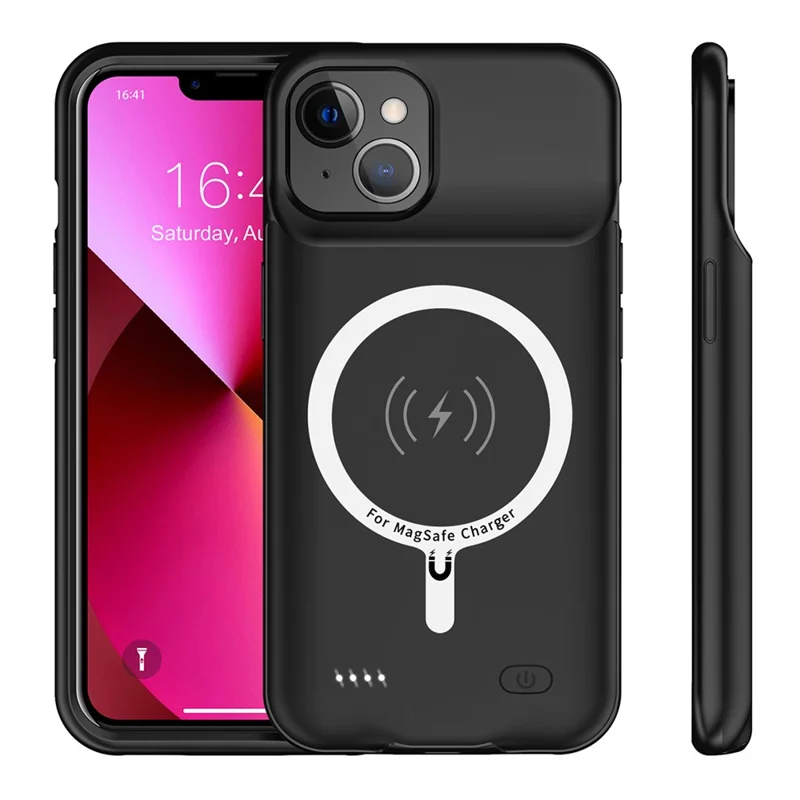 B98 For iPhone 13 6.1 inch 7000mAh Rechargeable Extended Battery Charging Case Compatible with MagSafe Wireless Charger (Support Audio)