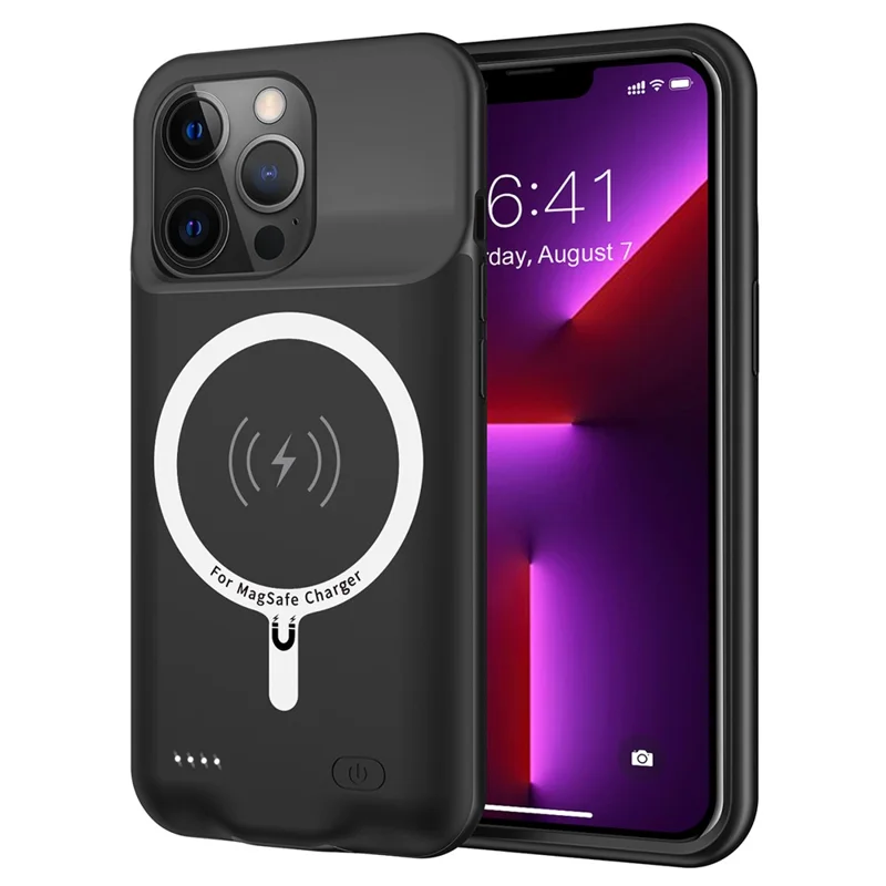 C88 For iPhone 13 Pro Max 6.7 inch 8500mAh Rechargeable Battery Power Bank Soft TPU Edge ABS Charging Case Compatible with MagSafe Wireless Charger (Support Audio)