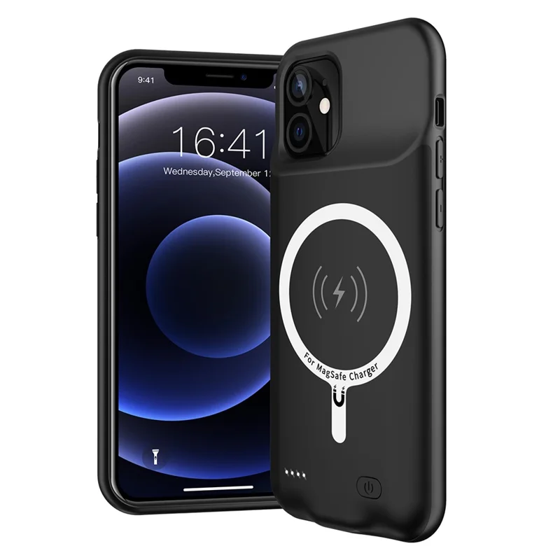 B88 For iPhone 12 6.1 inch / 12 Pro 6.1 inch 6500mAh Soft TPU Edge ABS Charging Case Rechargeable Extended Battery Compatible with MagSafe Wireless Charger (Support Audio)