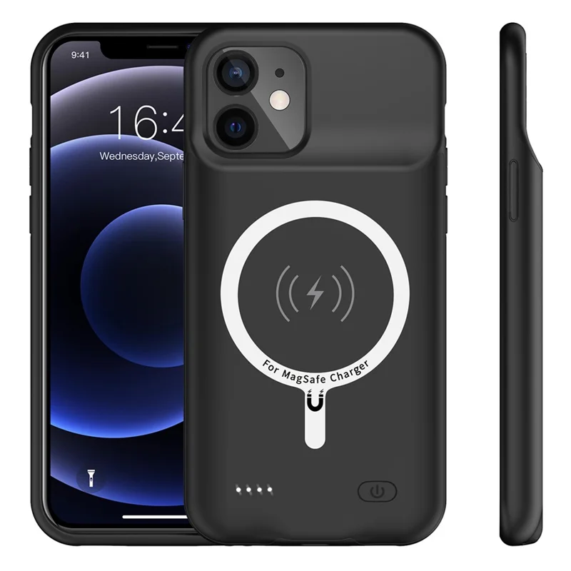 B88 For iPhone 12 6.1 inch / 12 Pro 6.1 inch 6500mAh Soft TPU Edge ABS Charging Case Rechargeable Extended Battery Compatible with MagSafe Wireless Charger (Support Audio)