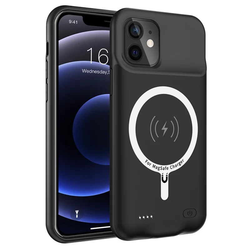 B88 For iPhone 12 6.1 inch / 12 Pro 6.1 inch 6500mAh Soft TPU Edge ABS Charging Case Rechargeable Extended Battery Compatible with MagSafe Wireless Charger (Support Audio)