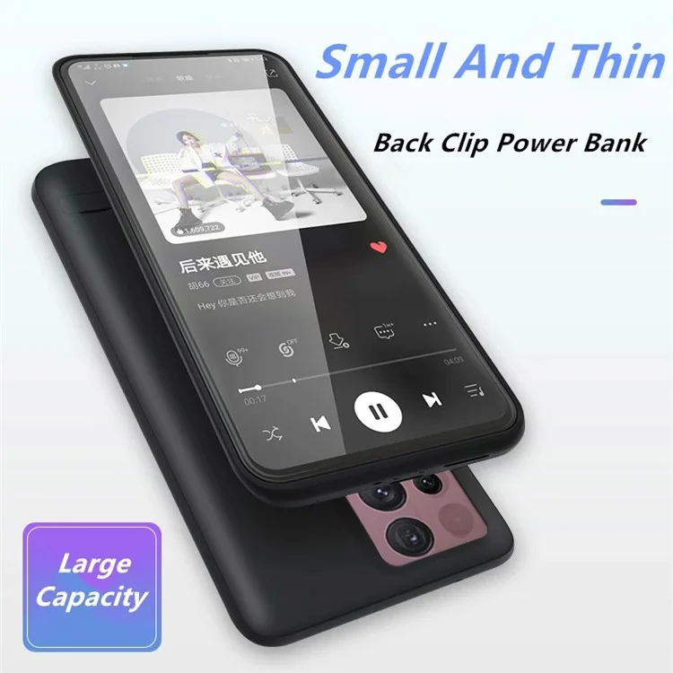 T21 für Samsung Galaxy S22 Ultra 5G 5000mAh Powerbank Soft TPU Edge Ladehülle Handyhülle mit Ständer