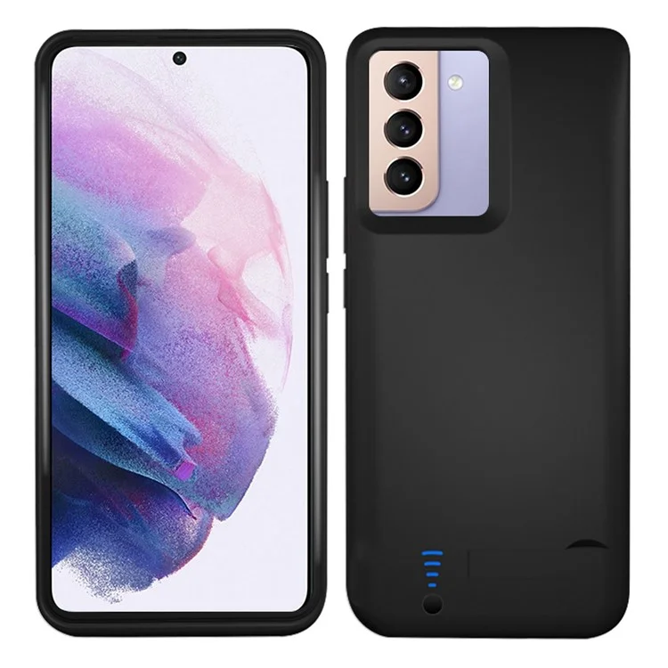 E89 For Samsung Galaxy S21 4G / 5G 4800mAh Back Clip Power Bank Rechargeable Extended Battery Kickstand Design Soft TPU Edge Mobile Phone Charging Back Case