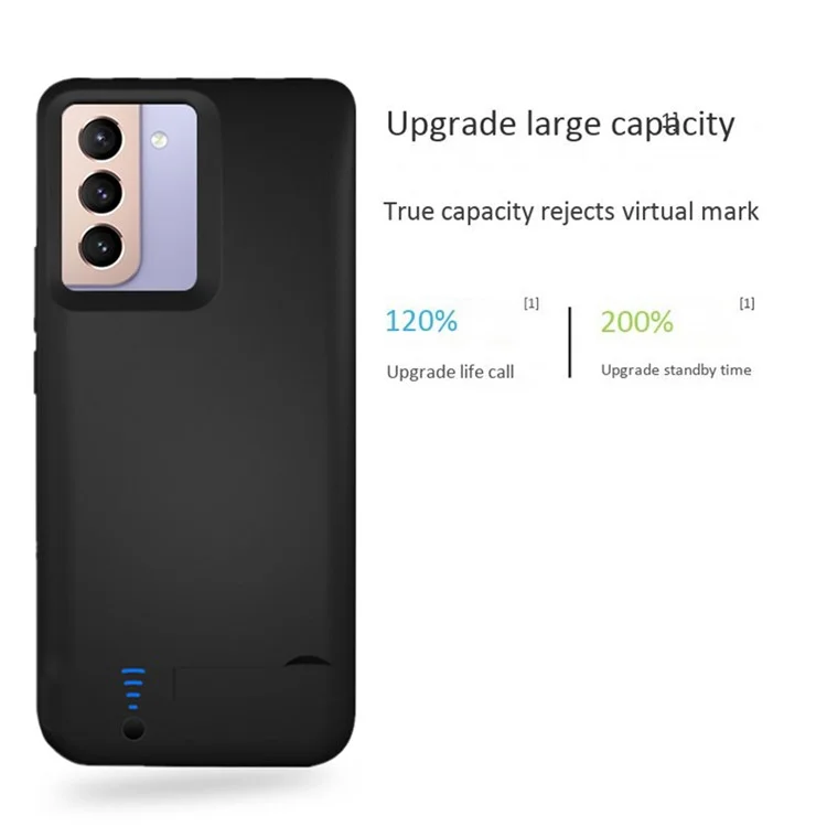 E89 For Samsung Galaxy S21 4G / 5G 4800mAh Back Clip Power Bank Rechargeable Extended Battery Kickstand Design Soft TPU Edge Mobile Phone Charging Back Case