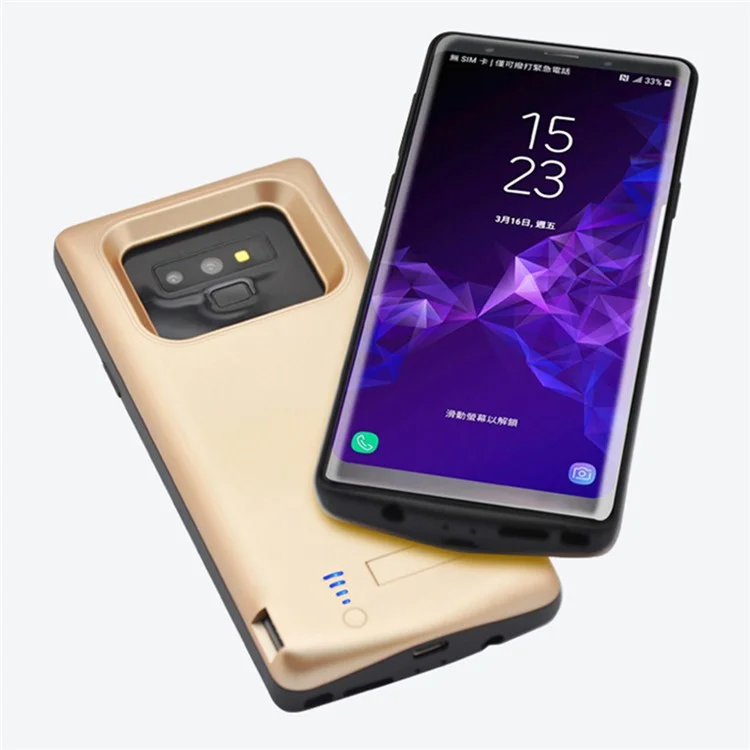 E58 Per Samsung Galaxy Note9 N960 Batteria estesa ricaricabile da 5000mAh Custodia con caricatore mobile Bordi in TPU con supporto - Nero