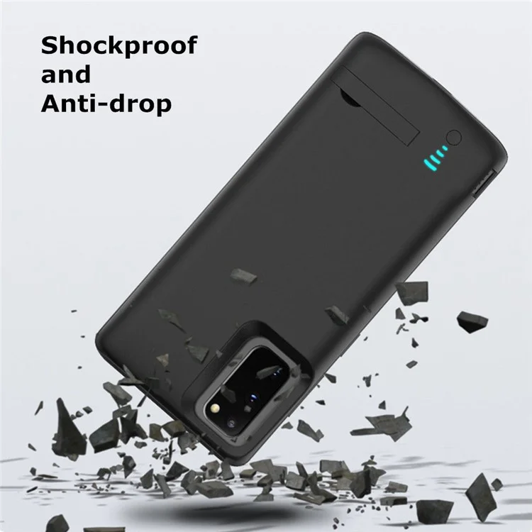 E47 For Samsung Galaxy S20 Plus 5G / 4G 6000mAh Phone Rechargeable Extended Battery Soft TPU Edge Charging Case with Folding Kickstand