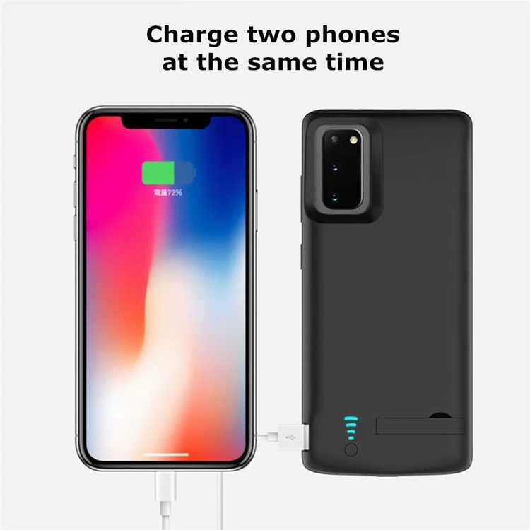 E47 For Samsung Galaxy S20 Plus 5G / 4G 6000mAh Phone Rechargeable Extended Battery Soft TPU Edge Charging Case with Folding Kickstand