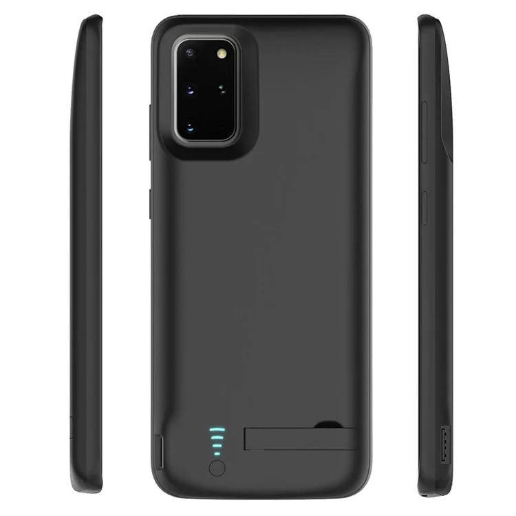 E47 For Samsung Galaxy S20 Plus 5G / 4G 6000mAh Phone Rechargeable Extended Battery Soft TPU Edge Charging Case with Folding Kickstand