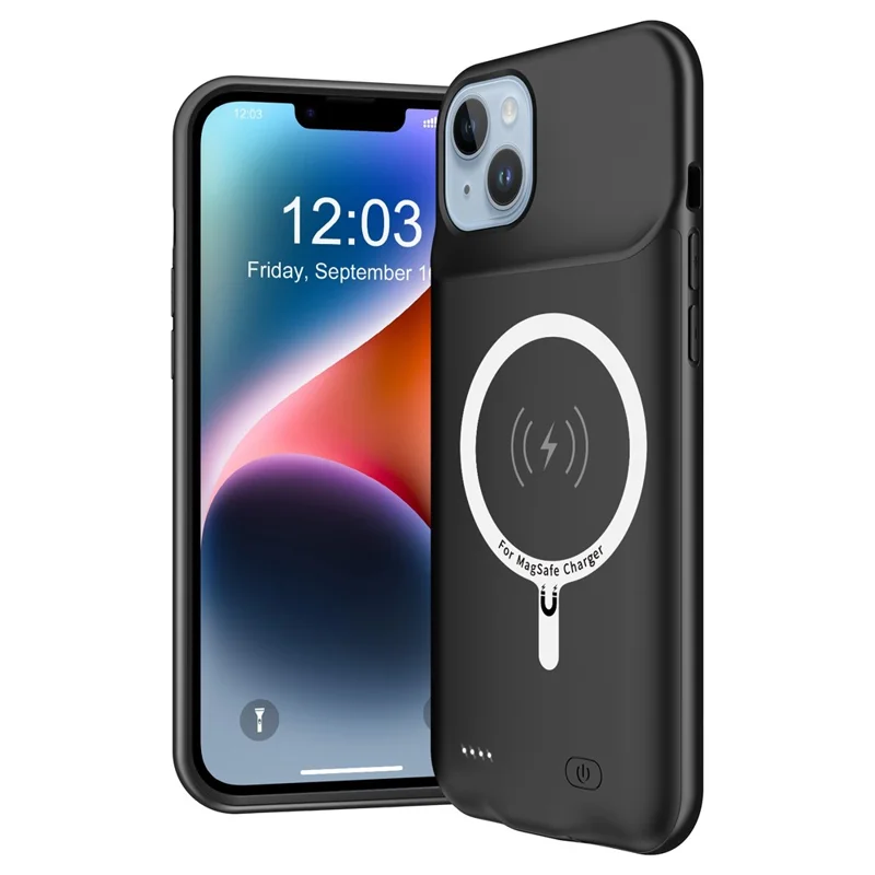 D98 Portable Battery Case for iPhone 14 Plus Power Bank Phone Case 8500mAh Magnetic Wireless Charger Case Support Audio Function