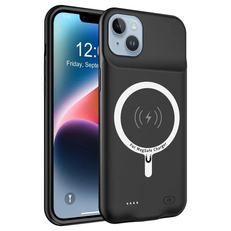 D98 Portable Battery Case for iPhone 14 Plus Power Bank Phone Case 8500mAh Magnetic Wireless Charger Case Support Audio Function