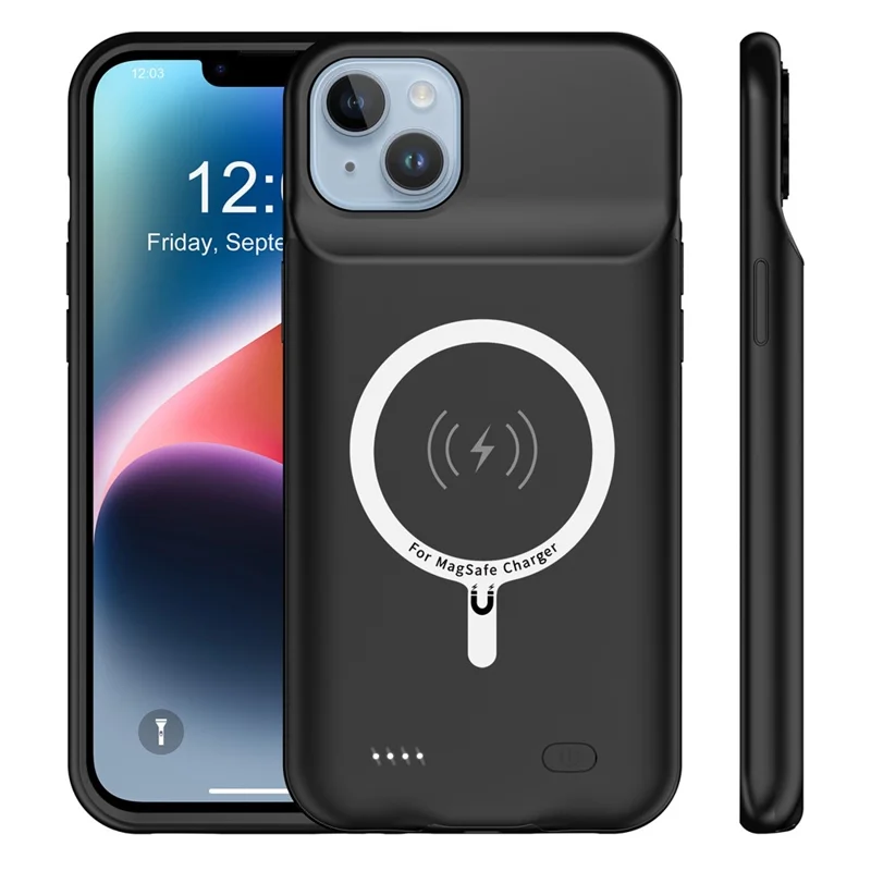 D98 Portable Battery Case for iPhone 14 Plus Power Bank Phone Case 8500mAh Magnetic Wireless Charger Case Support Audio Function