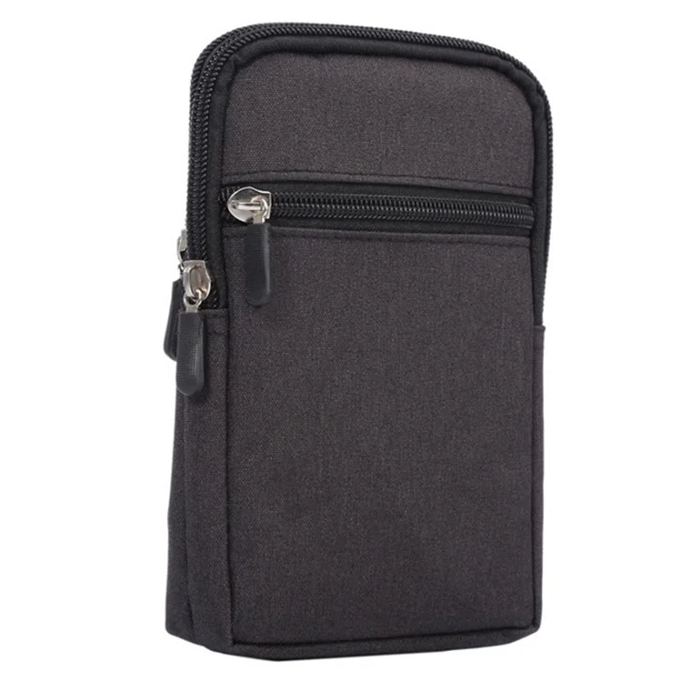 Below 6.5-inch Phone Waist Bag Universal Waterproof Outdoor Belt Loop Zipper Phone Pouch with Carabiner - Black