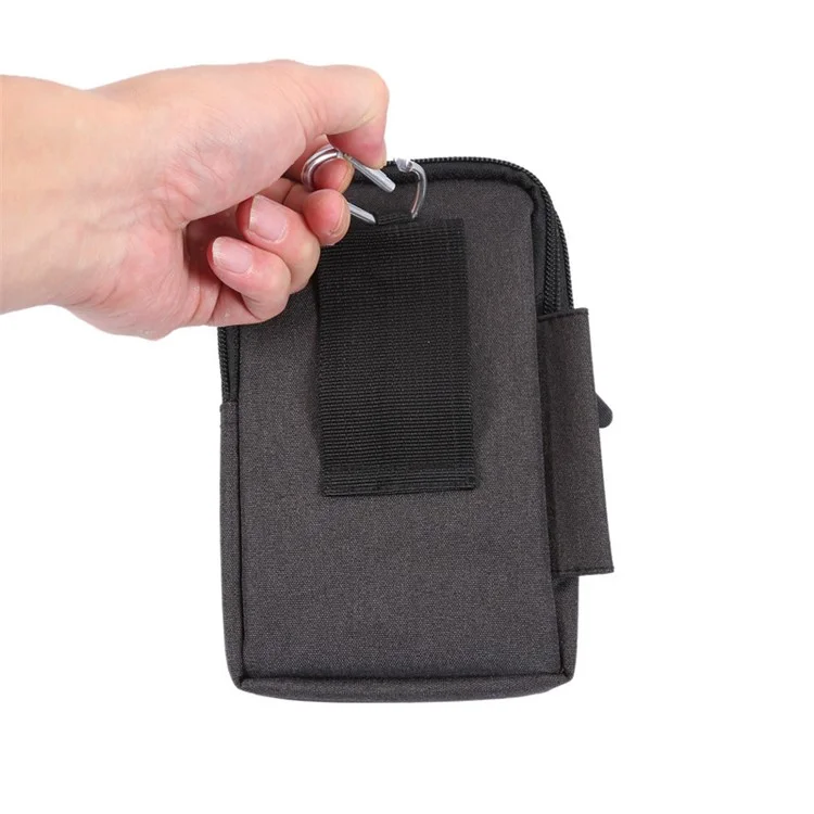 Below 6.5-inch Phone Waist Bag Universal Waterproof Outdoor Belt Loop Zipper Phone Pouch with Carabiner - Black