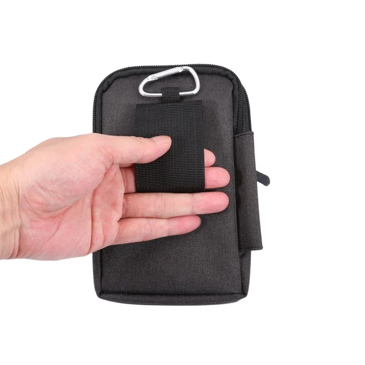 Below 6.5-inch Phone Waist Bag Universal Waterproof Outdoor Belt Loop Zipper Phone Pouch with Carabiner - Black