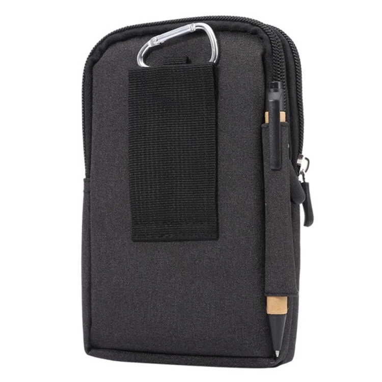 Below 6.5-inch Phone Waist Bag Universal Waterproof Outdoor Belt Loop Zipper Phone Pouch with Carabiner - Black