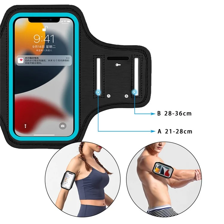 Outdoor Sports Laufarmtasche für Handys bis 6,5 Zoll Armband Fitness-Workouts Armpouches Handyhalter - Blau
