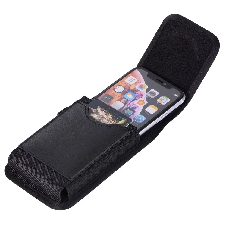 6.0 inch Universal Cell Phone Pouch Nylon Holster Case Waist Clip-On Holster Bag Card Storage Pocket Holder