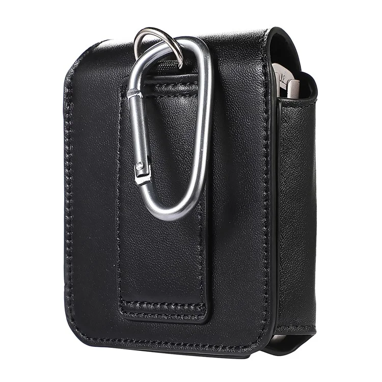 For Samsung Galaxy Z Flip3 5G / Flip4 5G / Huawei P50 Pocket / Motorola Razr 2022 5G 4.5-inch Genuine Leather Waist Bag Vertical Cell Phone Belt Loop Holster Case Mini Travel Pouch
