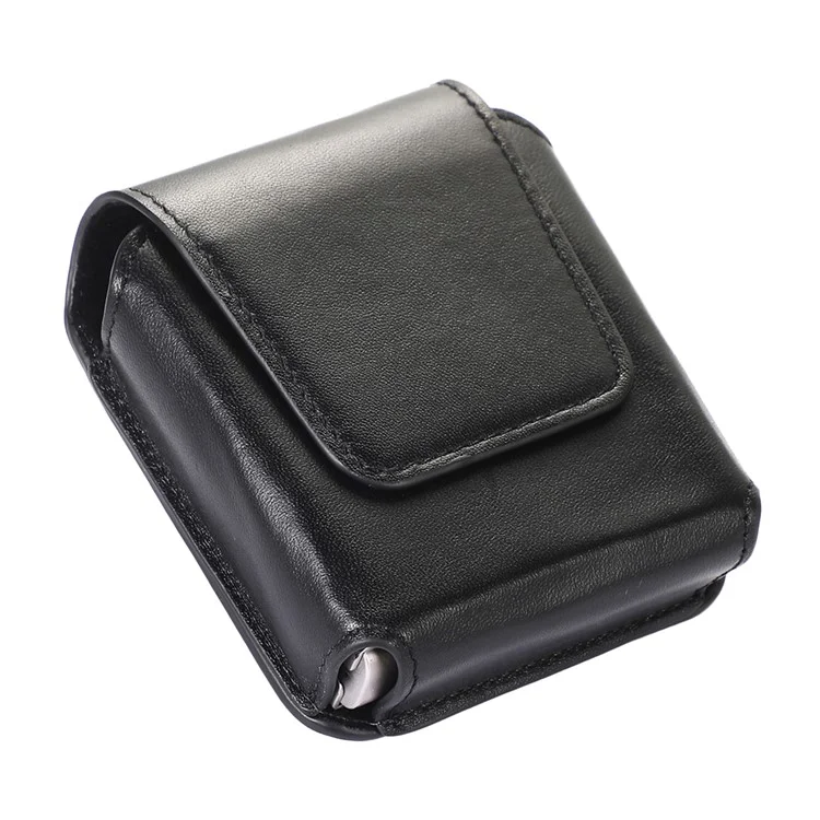 For Samsung Galaxy Z Flip3 5G / Flip4 5G / Huawei P50 Pocket / Motorola Razr 2022 5G 4.5-inch Genuine Leather Waist Bag Vertical Cell Phone Belt Loop Holster Case Mini Travel Pouch