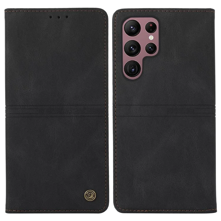 Для Samsung Galaxy S23 Ultra Dream Series Anti-drop PU Leather Phone Wallet Case Stand Protective Phone Cover - Чёрный