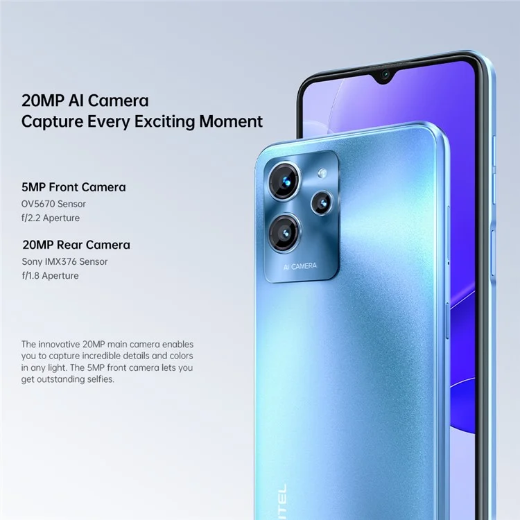 Oukitel C32 4G Smartphone da 6,517 Pollici Display T606 8GB+128GB Android 12 Cellulare 20 mp Camera - Viola
