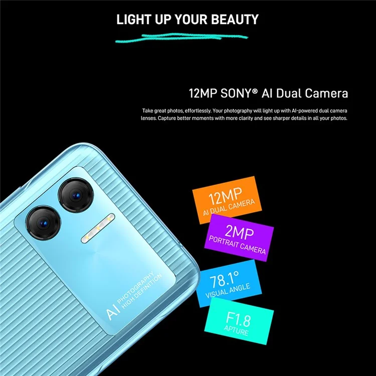 DOOGEE X98 Pro Smartphone 6.52" 4+64GB 12MP Main Camera Android 12 Dual SIM Face ID Mobile Phone - Ocean Blue
