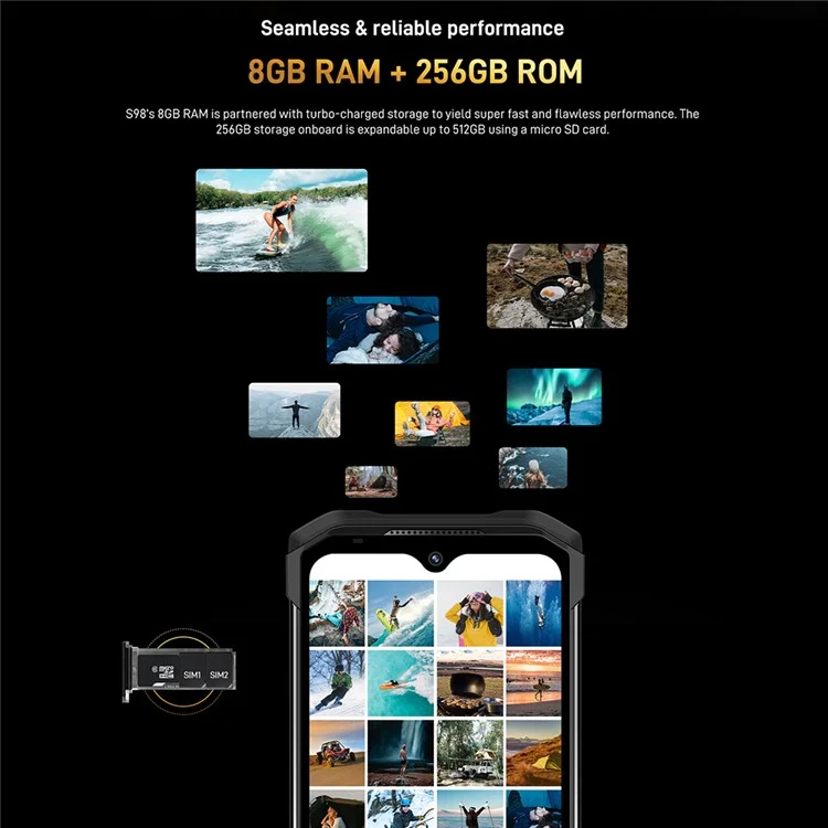 DOOGEE S98 Unlocked Rugged Smartphone 6.3'' Helio G96 8GB+256GB Shockproof Ductproof Android Phone IP68 Waterproof 64MP - Red