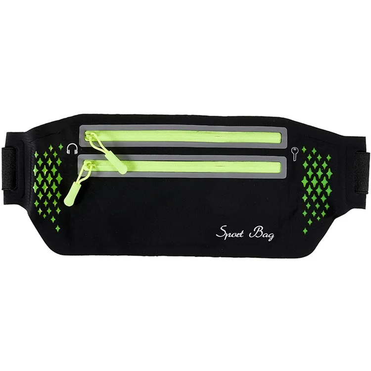 Bolsa Esportiva de Cintura Ultrafina com Zíper Duplo para Corrida ao Ar Livre - Preto