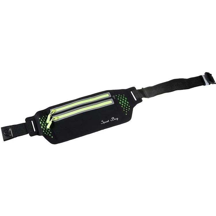 Bolsa Esportiva de Cintura Ultrafina com Zíper Duplo para Corrida ao Ar Livre - Preto